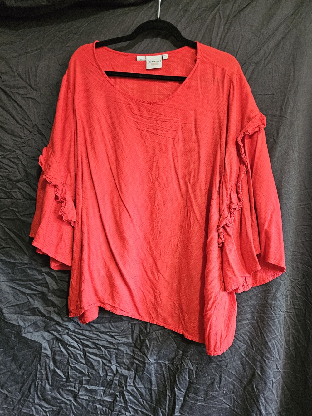 Junarose Size 20 Red Polka Dot Ruffle Sleeve Blouse